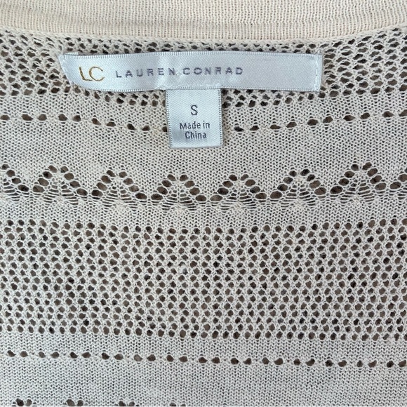 Lauren Conrad Long Cardigan Crochet Knit Cream Long Sleeve Buttons Women's Small - Picture 2 of 7